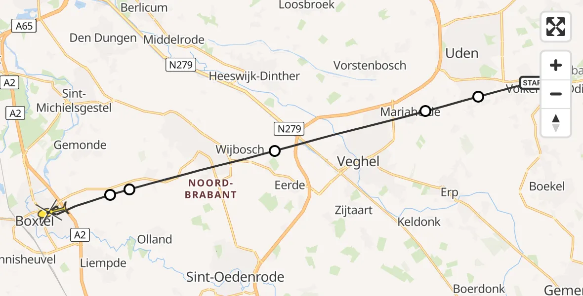 Routekaart van de vlucht: Lifeliner 3 naar Boxtel, Boekelsedijk