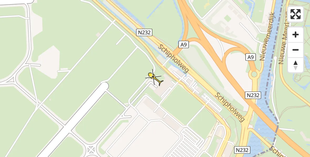 Vluchtroute Politiehelikopter van Schiphol naar Schiphol