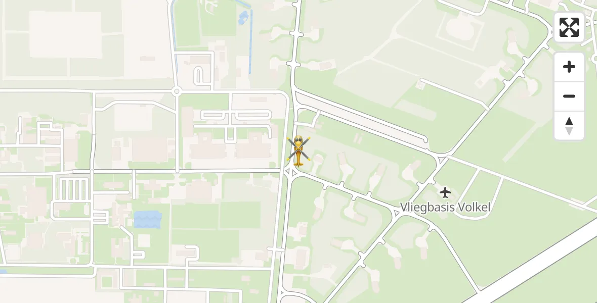 Vluchtroute Traumahelikopter van Vliegbasis Volkel naar Vliegbasis Volkel