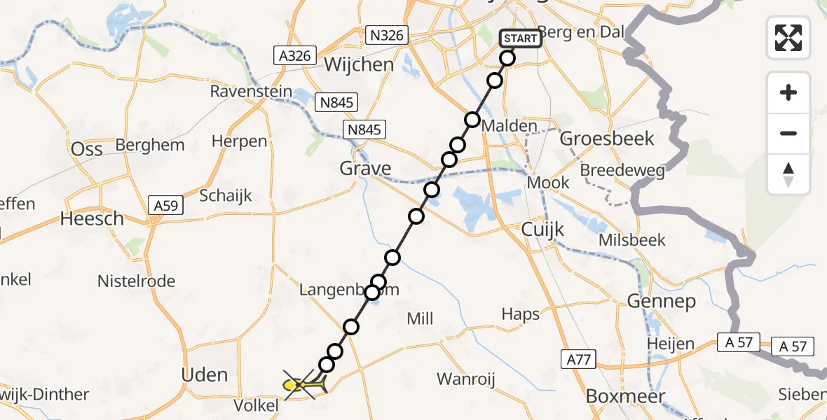 Routekaart van de vlucht: Lifeliner 3 naar Vliegbasis Volkel, St. Annastraat