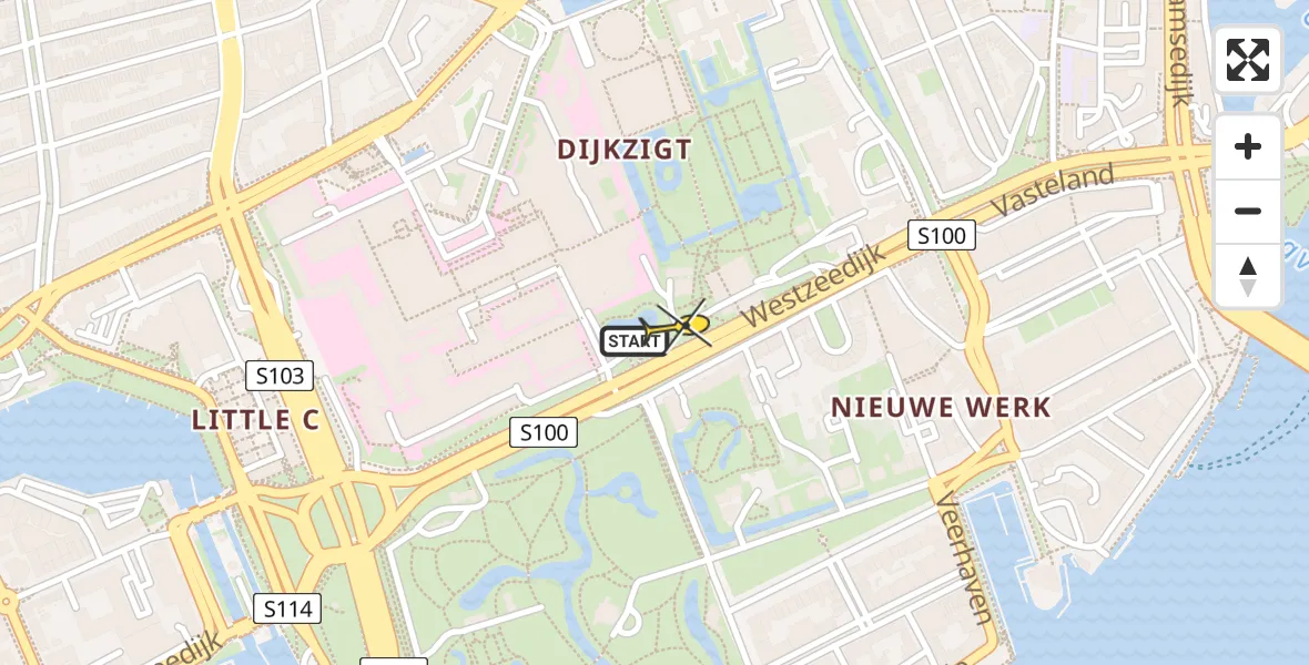 Vluchtroute Traumahelikopter van Erasmus MC naar Erasmus MC