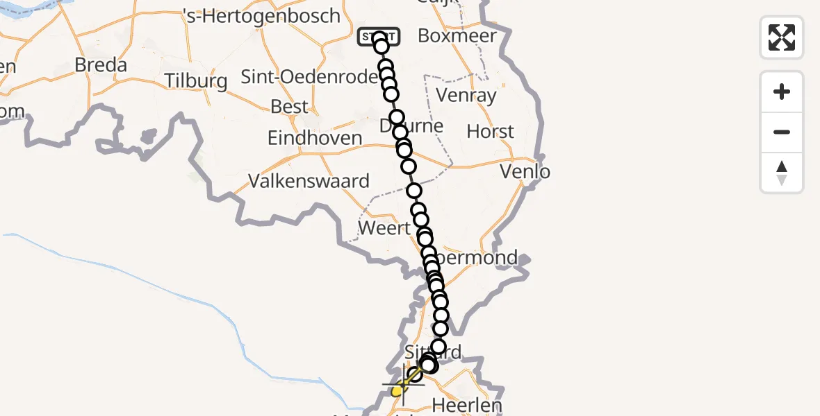 Routekaart van de vlucht: Lifeliner 3 naar Beek, Vinkenstraat