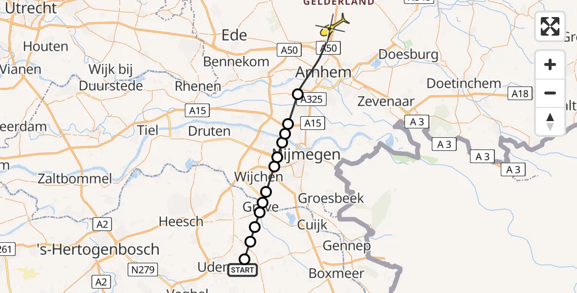 Routekaart van de vlucht: Lifeliner 3 naar Arnhem, Houtvennen