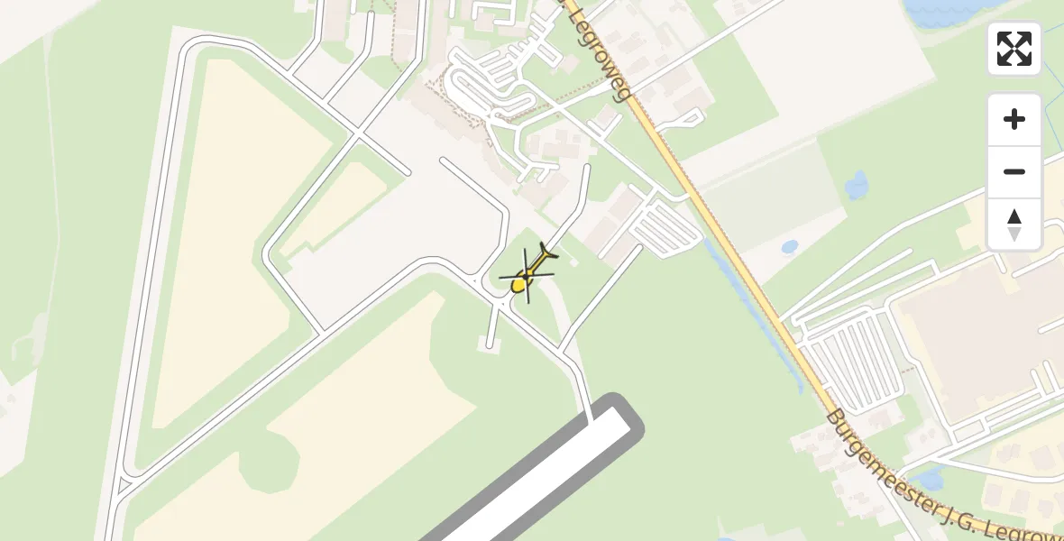 Vluchtroute Traumahelikopter van Groningen Airport Eelde naar Groningen Airport Eelde