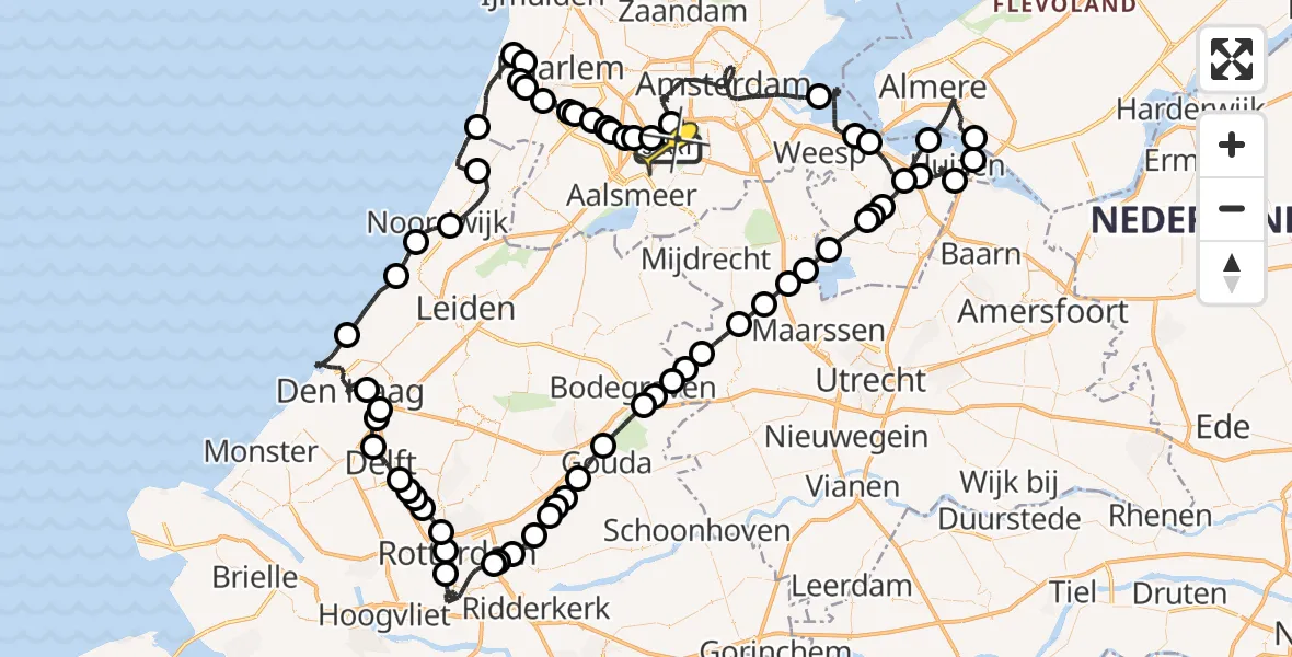 Routekaart van de vlucht: Politieheli naar Schiphol, Halim P.K. straat