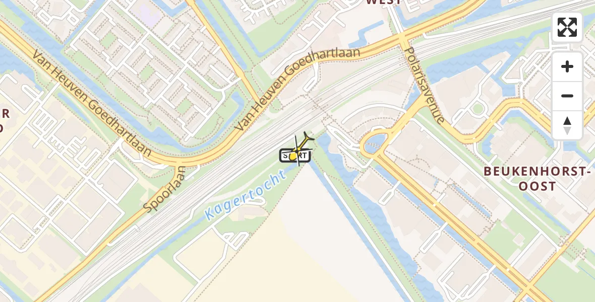 Routekaart van de vlucht: Lifeliner 2 naar Hoofddorp, Mercuriusplein