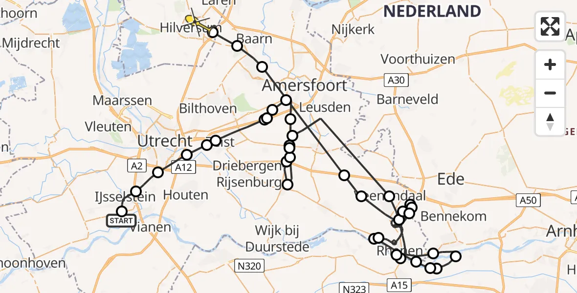 Routekaart van de vlucht: Politieheli naar Hilversum, Boomgaard