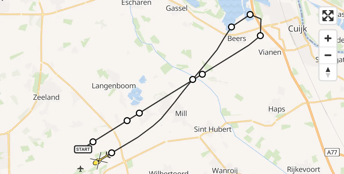 Routekaart van de vlucht: Lifeliner 3 naar Volkel, Dellenweg