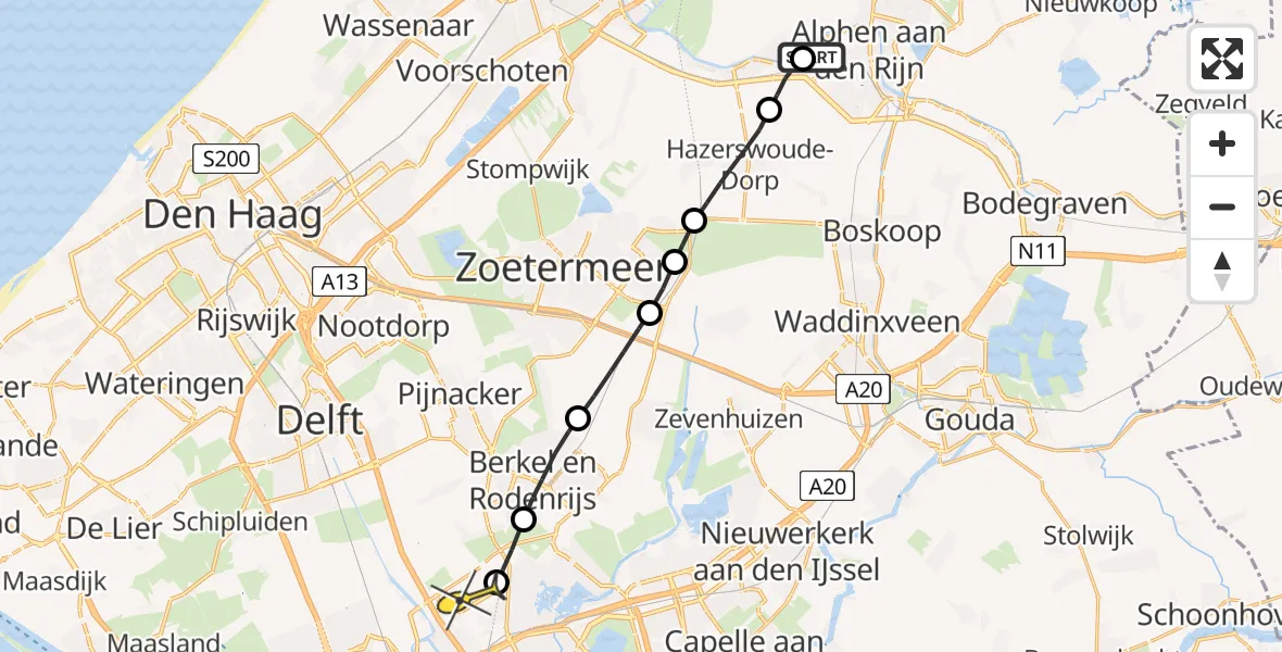 Routekaart van de vlucht: Lifeliner 2 naar Rotterdam The Hague Airport, Papenvaart