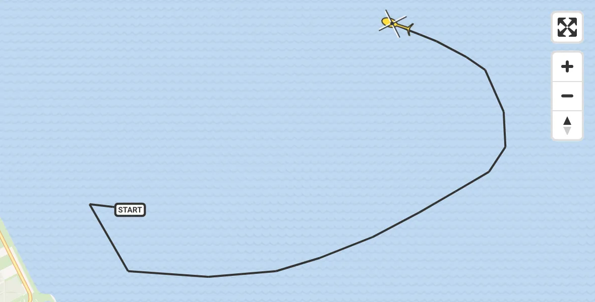 Routekaart van de vlucht: Kustwachthelikopter naar Wieringerwerf, Wieringer Vlaak