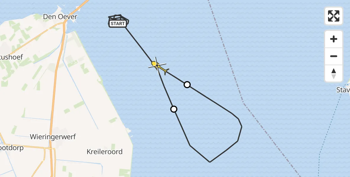Routekaart van de vlucht: NCG06 naar Wieringerwerf