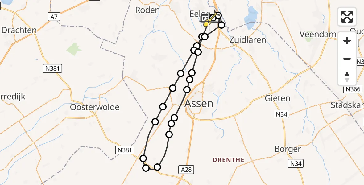 Routekaart van de vlucht: Lifeliner 4 naar Groningen Airport Eelde, Vissersweg