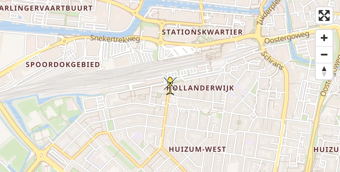 Vluchtroute Ambulancehelikopter van Leeuwarden naar Leeuwarden