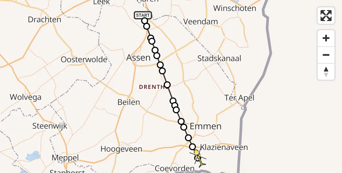 Routekaart van de vlucht: Lifeliner 4 naar Zandpol, Norgerweg