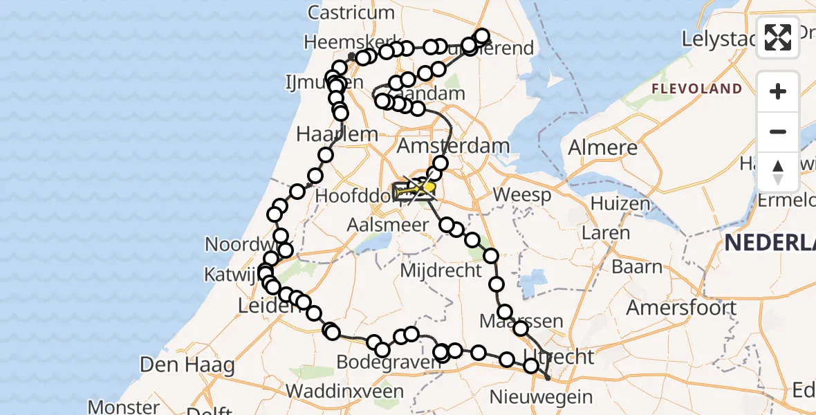 Routekaart van de vlucht: Politieheli naar Schiphol, Thermiekstraat