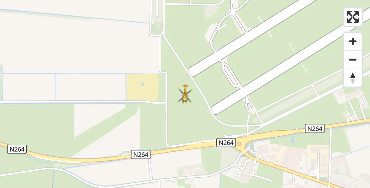 Vluchtroute Traumahelikopter van Vliegbasis Volkel naar Vliegbasis Volkel