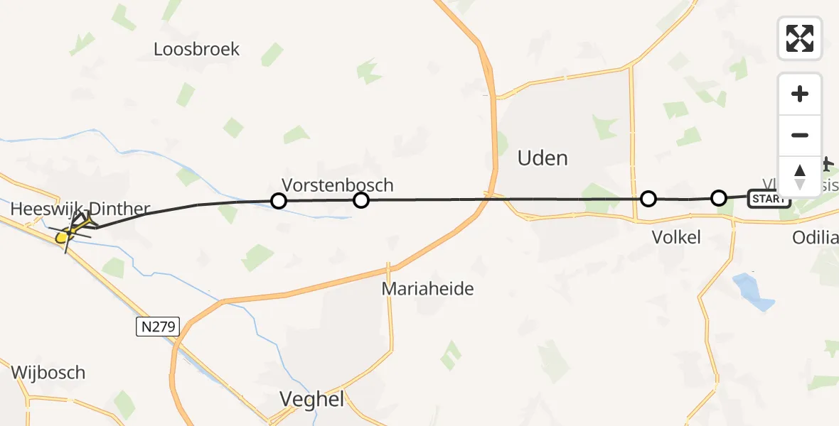 Routekaart van de vlucht: Lifeliner 3 naar Heeswijk-Dinther, Venstraat