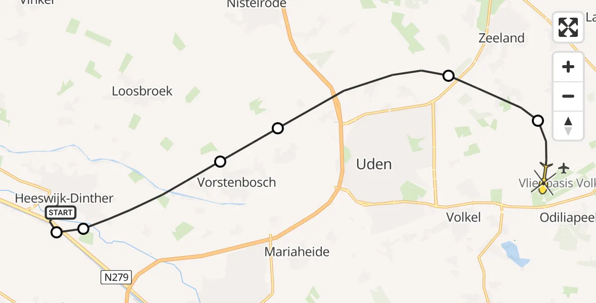Routekaart van de vlucht: Lifeliner 3 naar Vliegbasis Volkel, Laverdonk