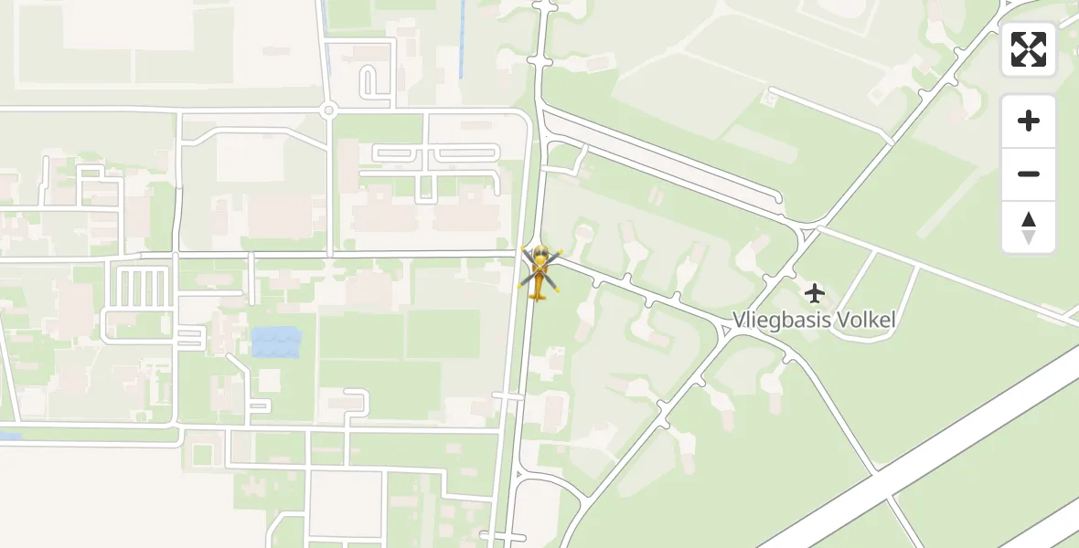 Vluchtroute Traumahelikopter van Vliegbasis Volkel naar Vliegbasis Volkel