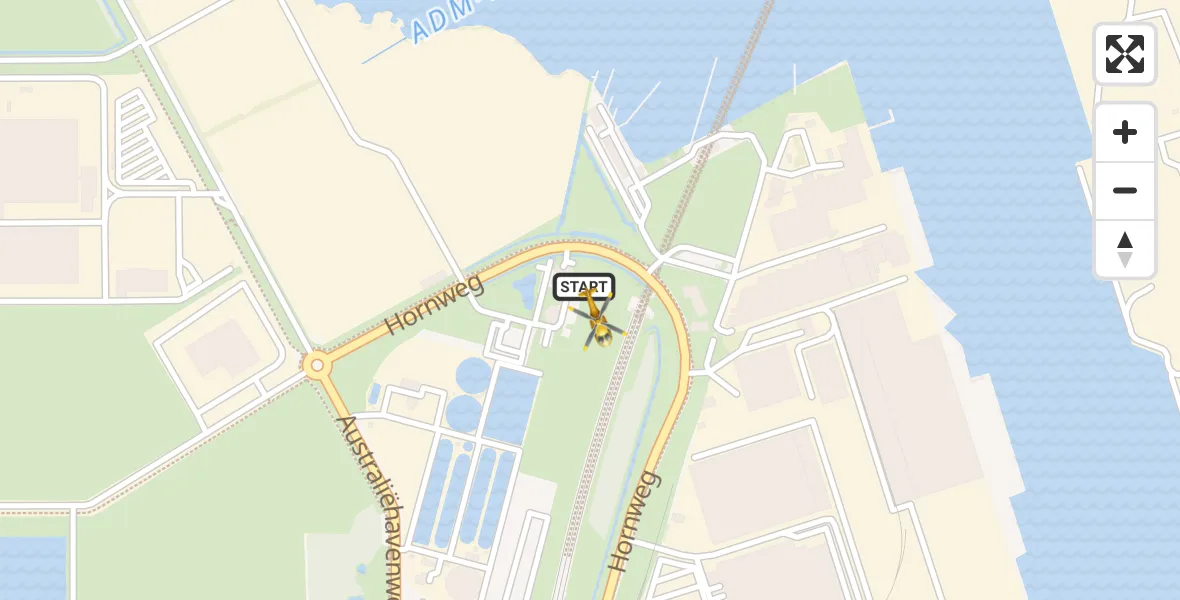 Vluchtroute Traumahelikopter van Amsterdam Heliport naar Amsterdam Heliport