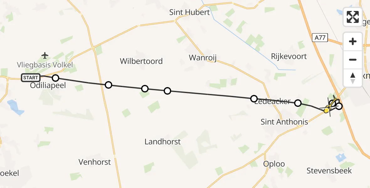 Routekaart van de vlucht: Lifeliner 3 naar Sint Anthonis, Rogstraat