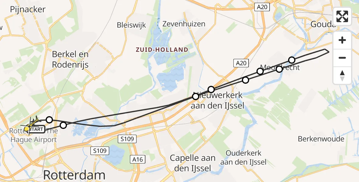 Routekaart van de vlucht: Lifeliner 2 naar Rotterdam The Hague Airport, Gilze-Rijenstraat