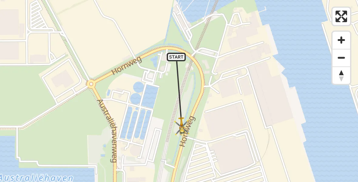 Vluchtroute Traumahelikopter van Amsterdam Heliport naar Amsterdam Heliport