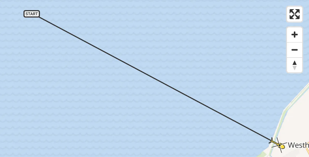Routekaart van de vlucht: Ambulanceheli naar St.-Jacobiparochie, Oudebildtdijk