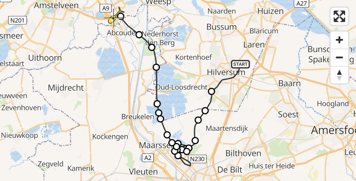 Routekaart van de vlucht: Lifeliner 1 naar Academisch Medisch Centrum (AMC), Liebergerweg