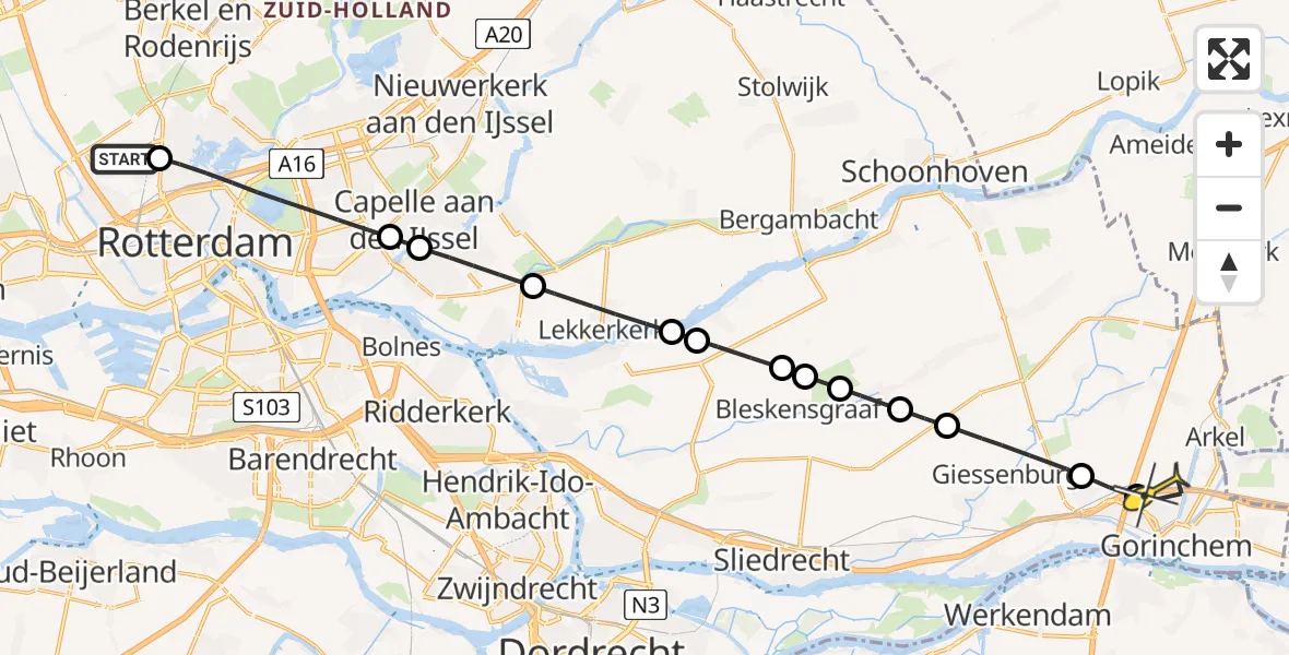 Routekaart van de vlucht: Lifeliner 2 naar Gorinchem, Ada Lovelacestraat