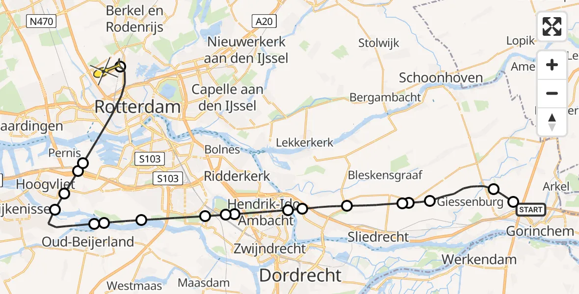 Routekaart van de vlucht: Lifeliner 2 naar Rotterdam The Hague Airport, Nieuweweg