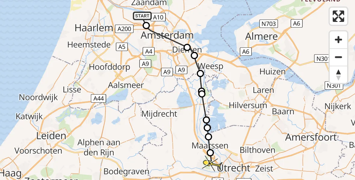 Routekaart van de vlucht: Lifeliner 1 naar Utrecht, Maltaweg