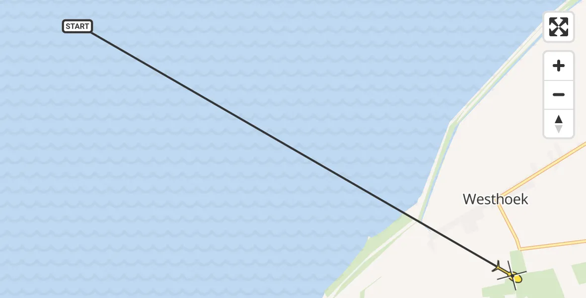 Routekaart van de vlucht: Ambulancehelikopter naar St.-Jacobiparochie, Hovensterweg