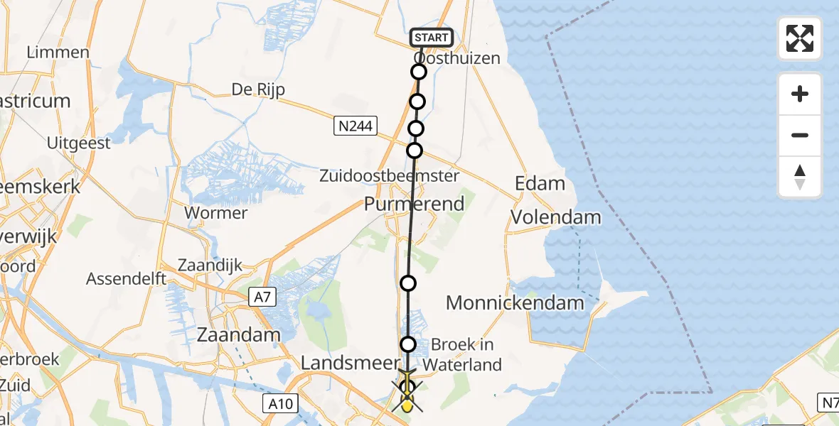 Routekaart van de vlucht: Lifeliner 2 naar Amsterdam, Oosthuizerweg