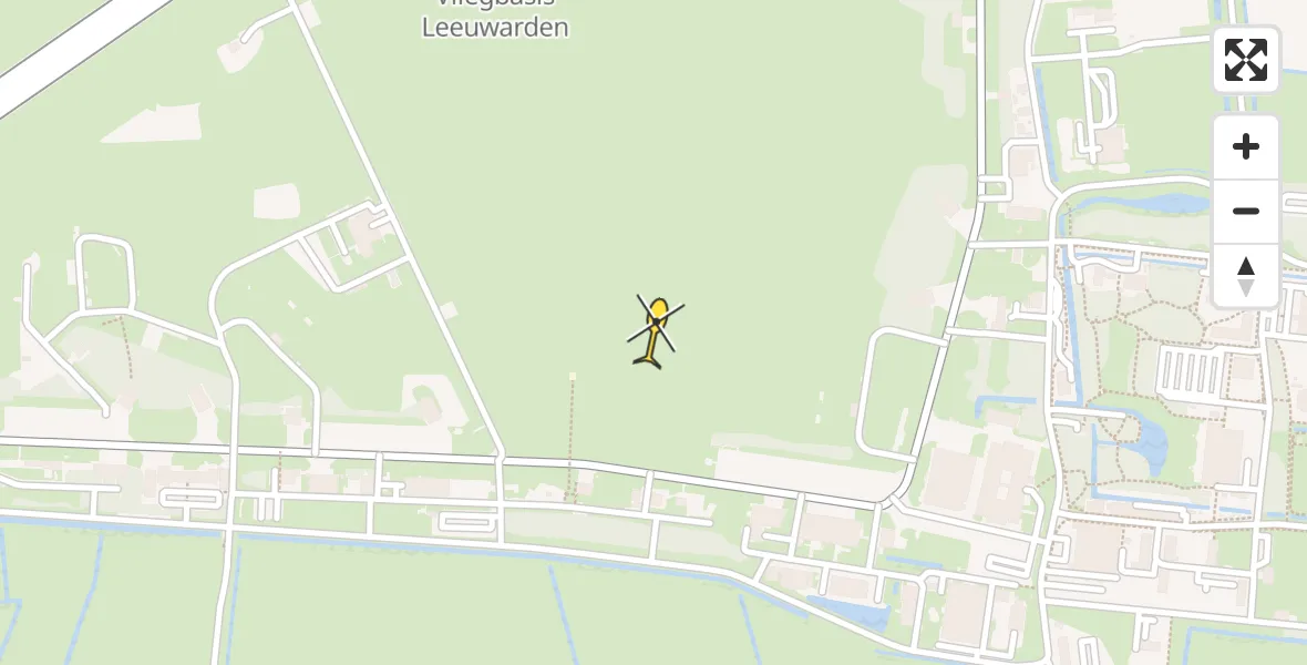 Vluchtroute Ambulancehelikopter van Vliegbasis Leeuwarden naar Vliegbasis Leeuwarden