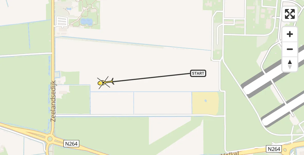 Routekaart van de vlucht: Traumaheli naar Vliegbasis Volkel, Zeelandsedijk