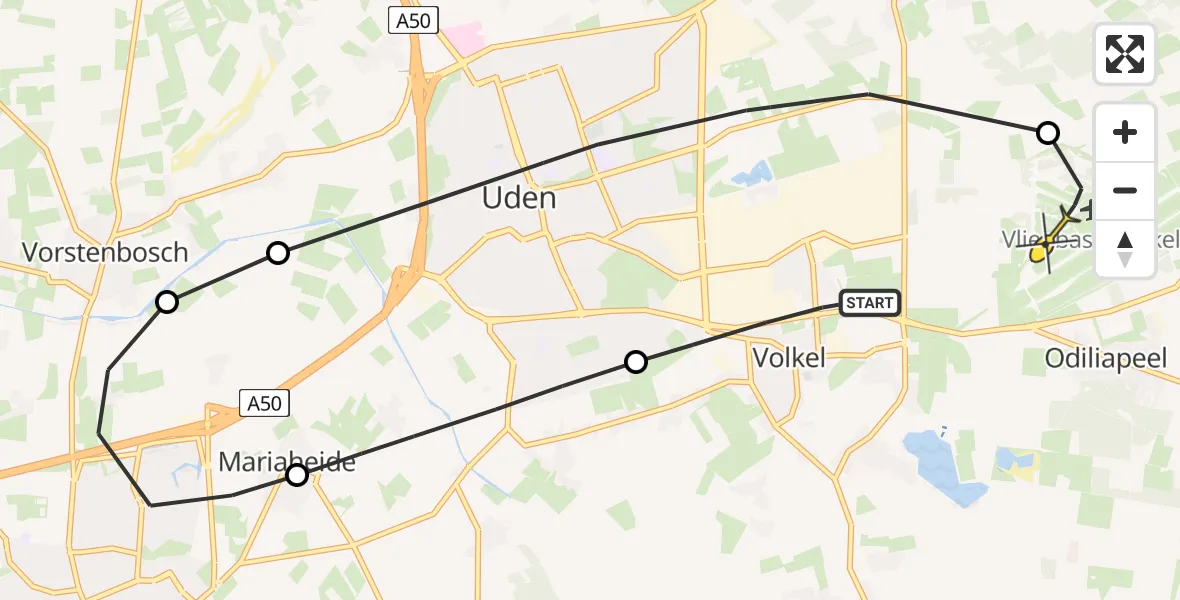 Routekaart van de vlucht: Lifeliner 3 naar Vliegbasis Volkel, Linie