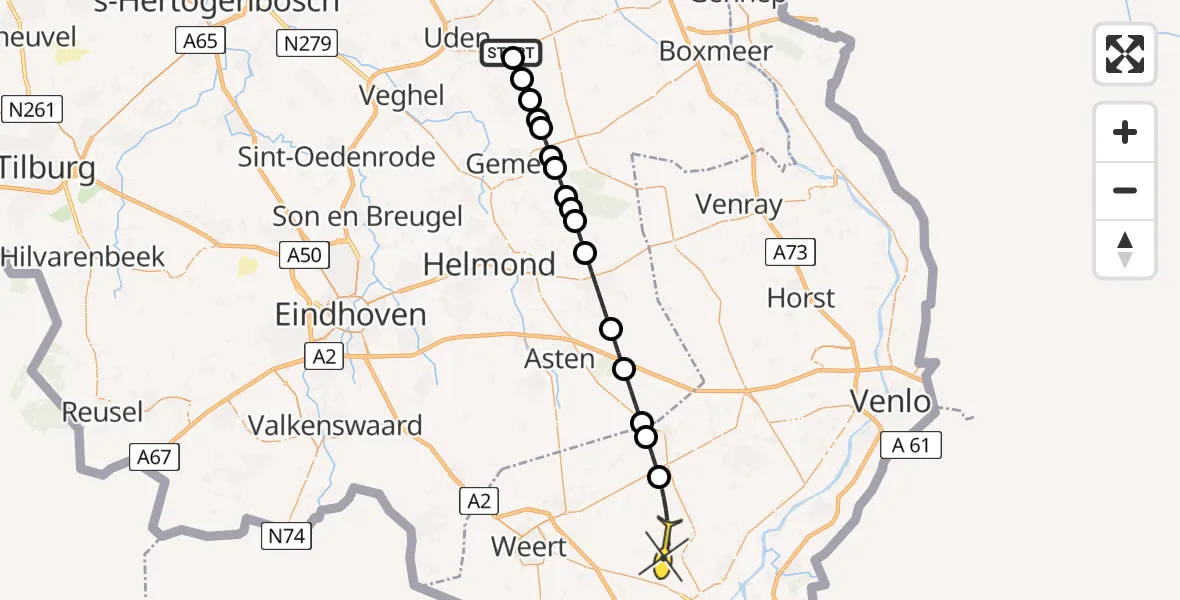 Routekaart van de vlucht: Lifeliner 3 naar Heythuysen, Oosterheidestraat