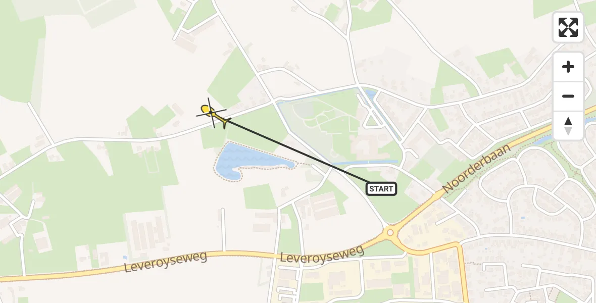 Routekaart van de vlucht: Traumahelikopter naar Heythuysen, Bosscherkampweg