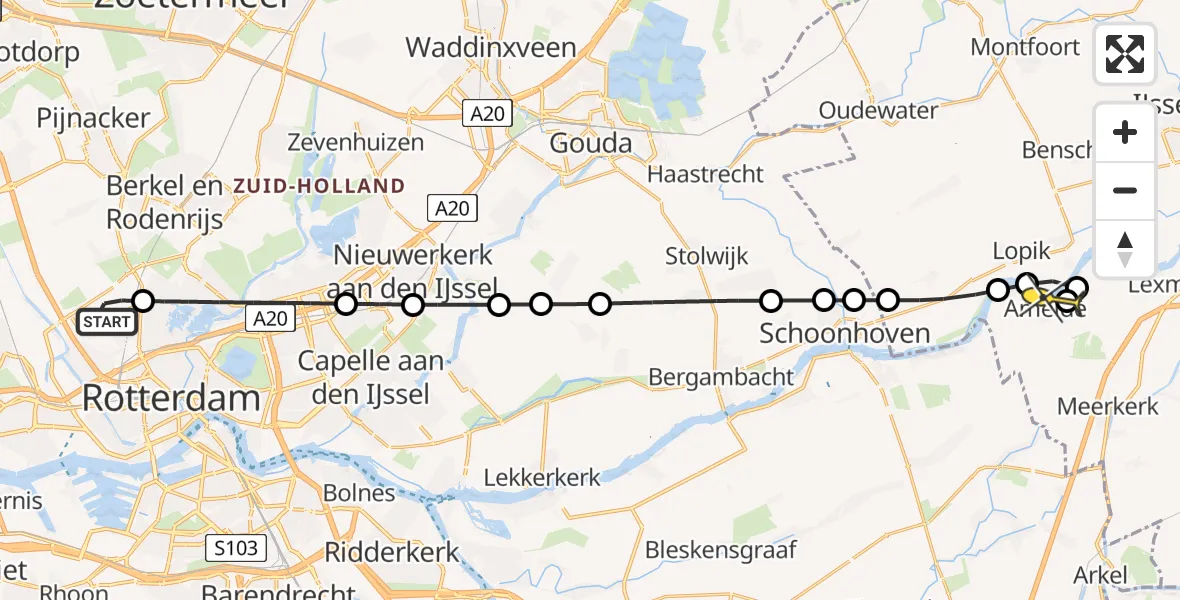 Routekaart van de vlucht: Lifeliner 2 naar Ameide, Bovendijk