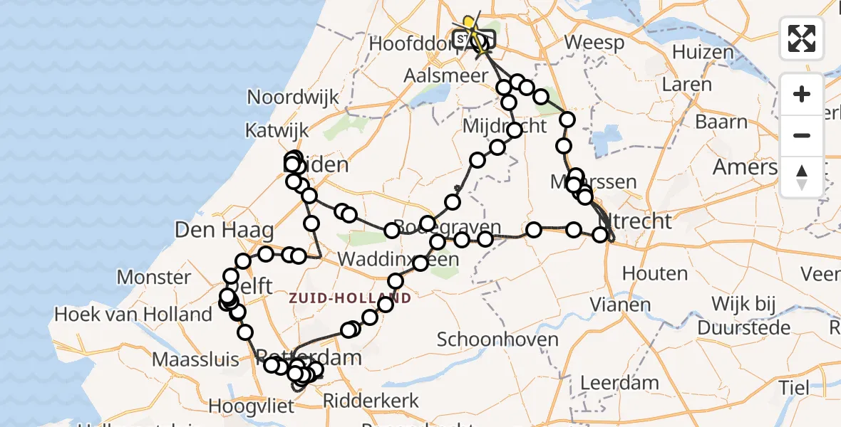 Routekaart van de vlucht: Politieheli naar Schiphol, Schipholdijk