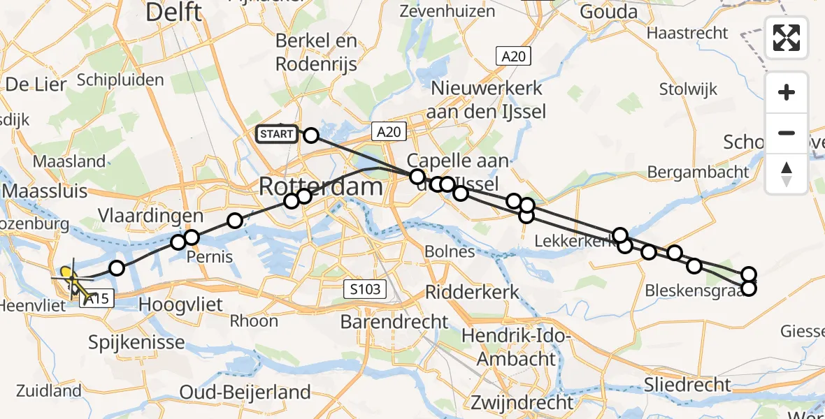 Routekaart van de vlucht: Lifeliner 2 naar Botlek, Willemijn van der Gootpad