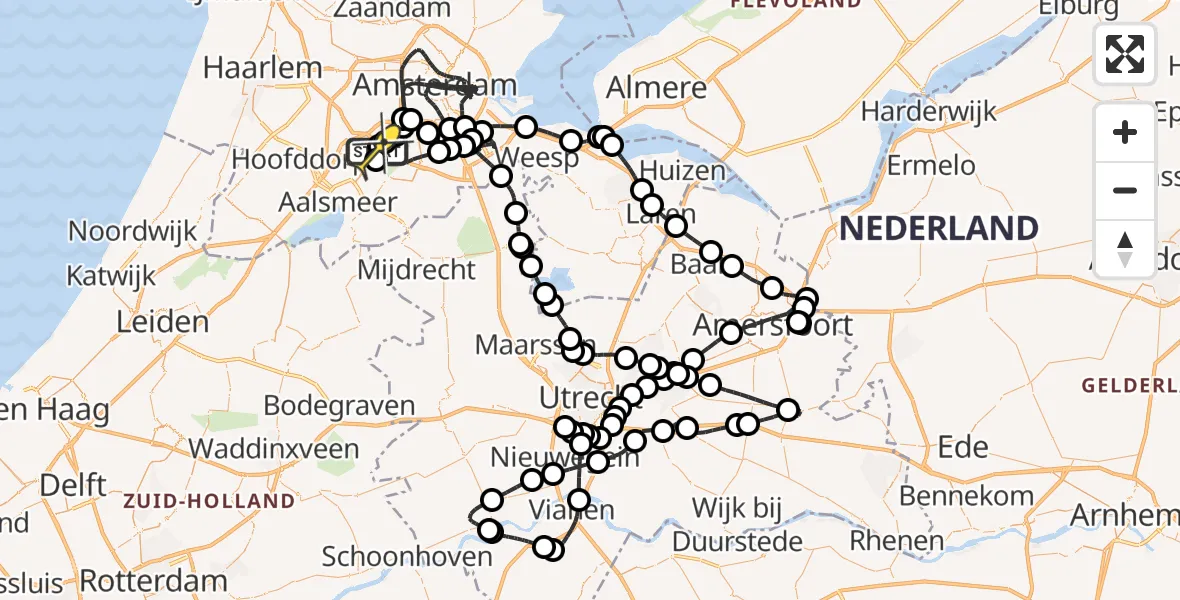 Routekaart van de vlucht: Politieheli naar Schiphol, Loevesteinse Randweg