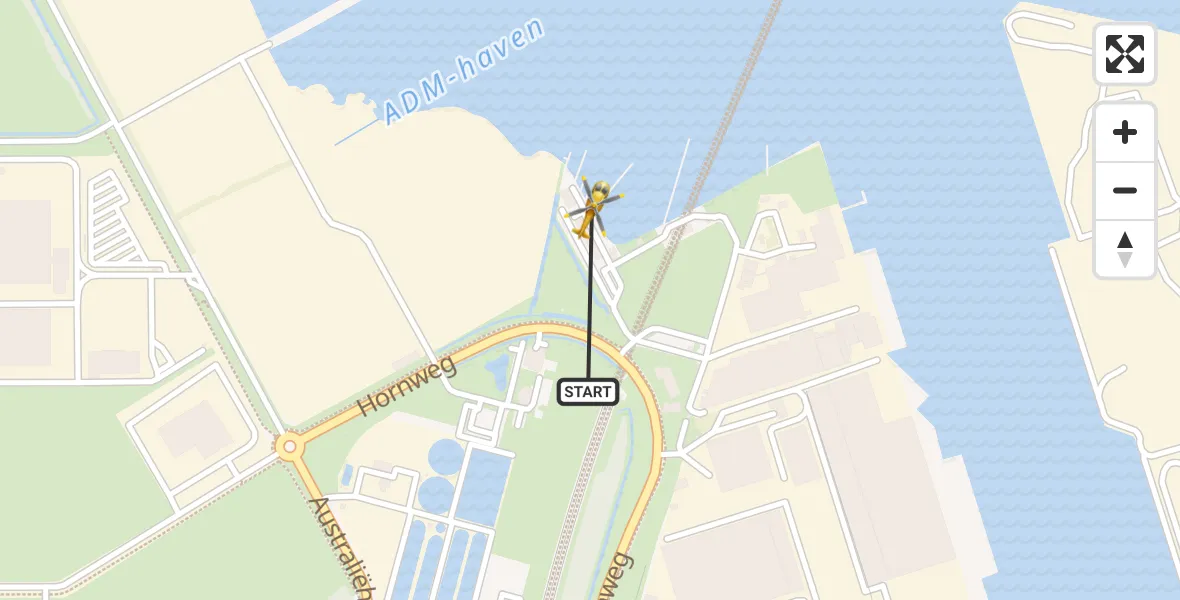 Vluchtroute Traumahelikopter van Amsterdam Heliport naar Amsterdam Heliport