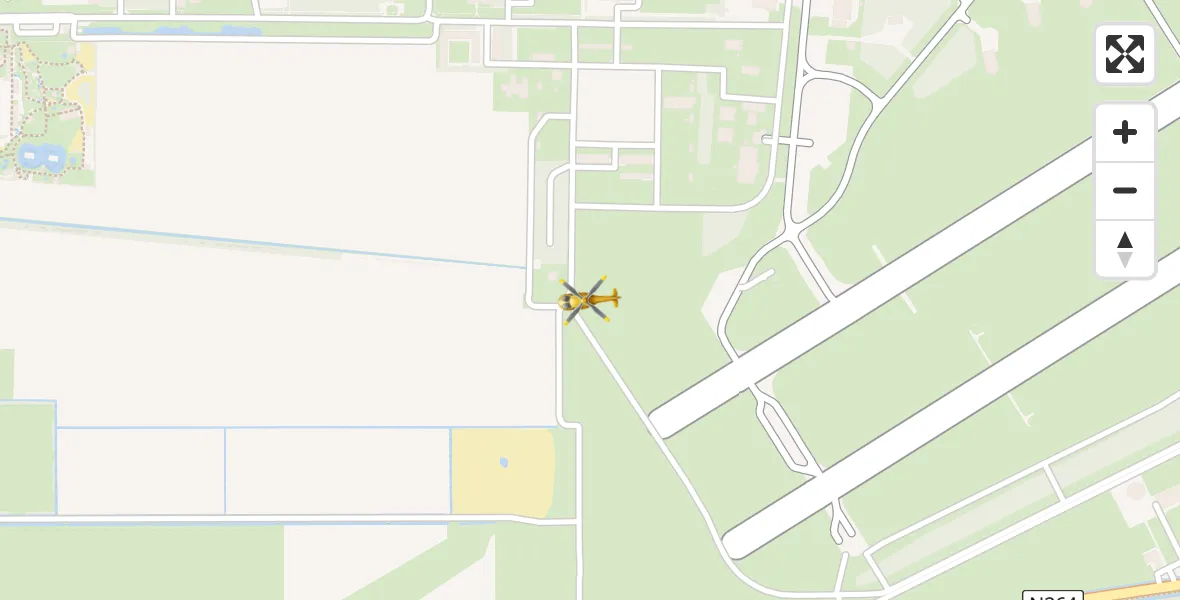 Vluchtroute Traumahelikopter van Vliegbasis Volkel naar Vliegbasis Volkel