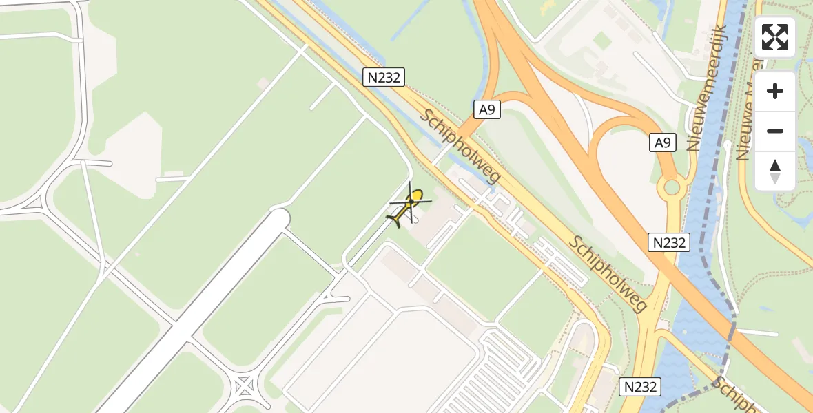 Routekaart van de vlucht: Politiehelikopter naar Schiphol