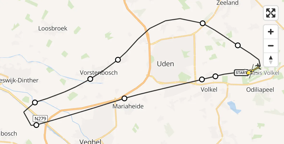 Routekaart van de vlucht: Lifeliner 3 naar Vliegbasis Volkel, Venstraat