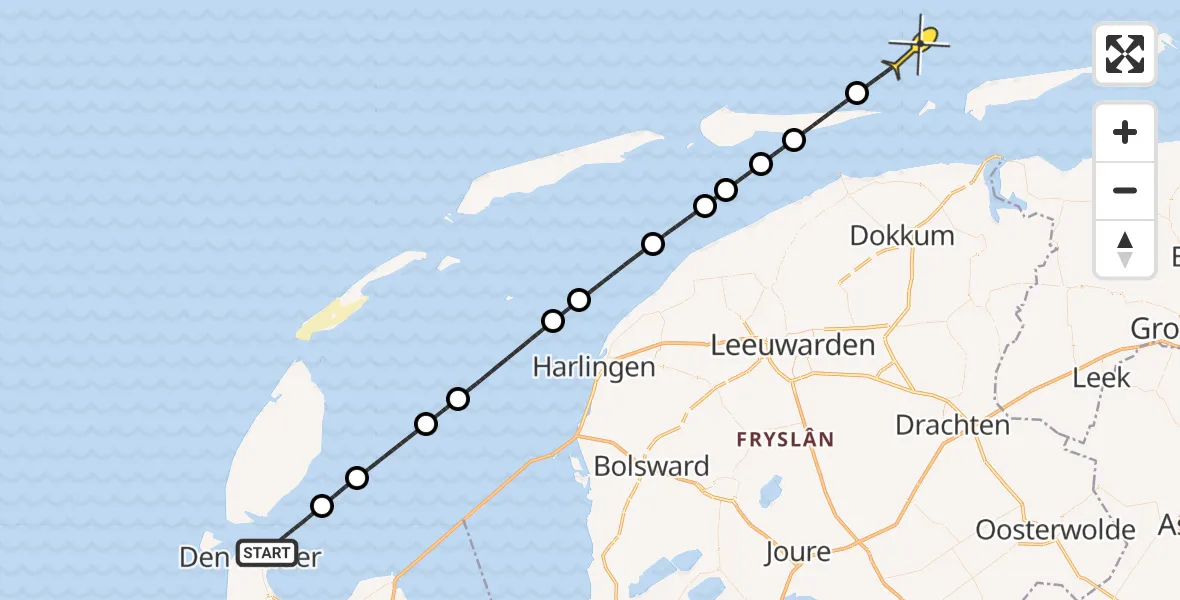 Routekaart van de vlucht: Politieheli naar 