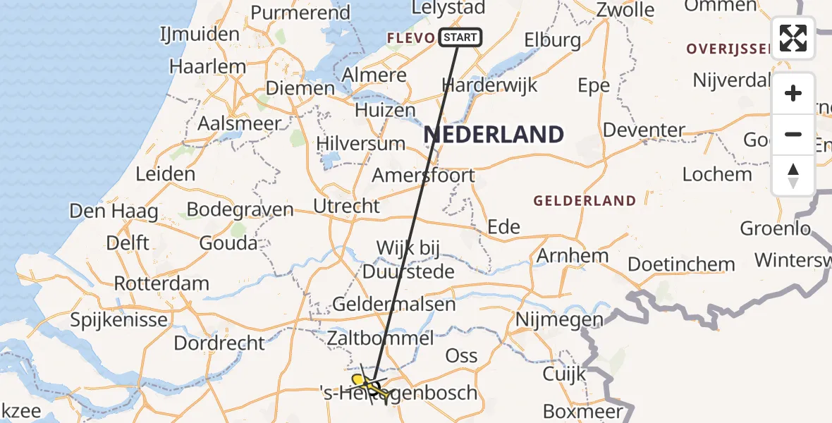 Routekaart van de vlucht: Traumahelikopter naar Vlijmen, De Savornin Lohmanlaan