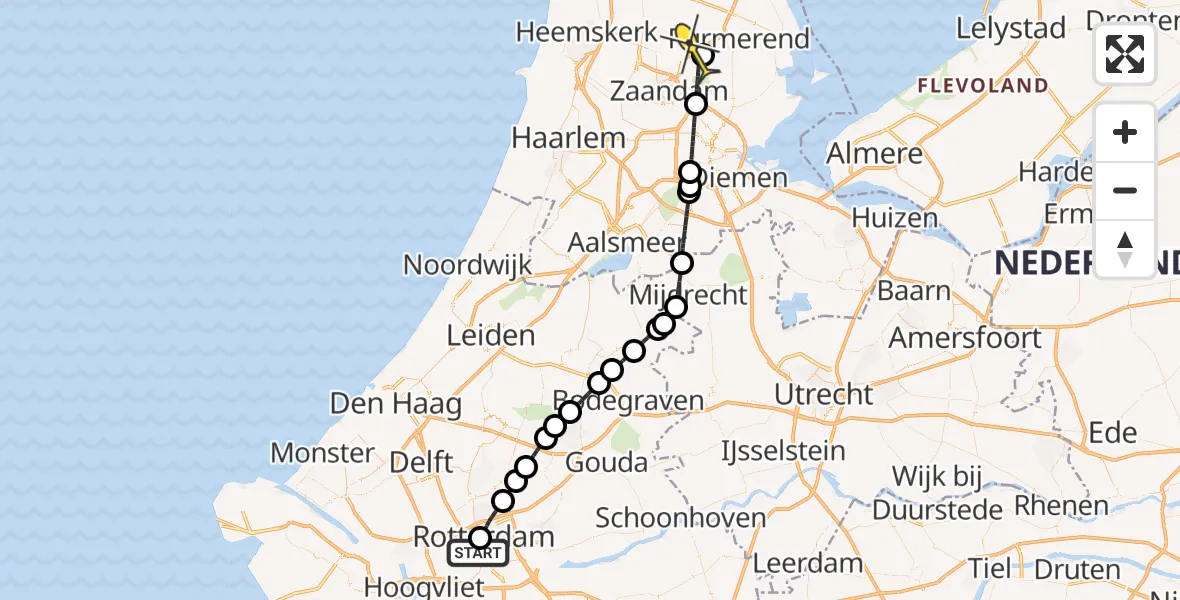 Routekaart van de vlucht: Lifeliner 2 naar Wijdewormer, Gaffelstraat